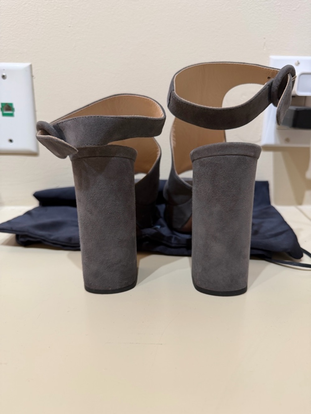 Prada Charcoal Suede Platform Sandal with Buckle Ankle Strap - Picture 5 of 10